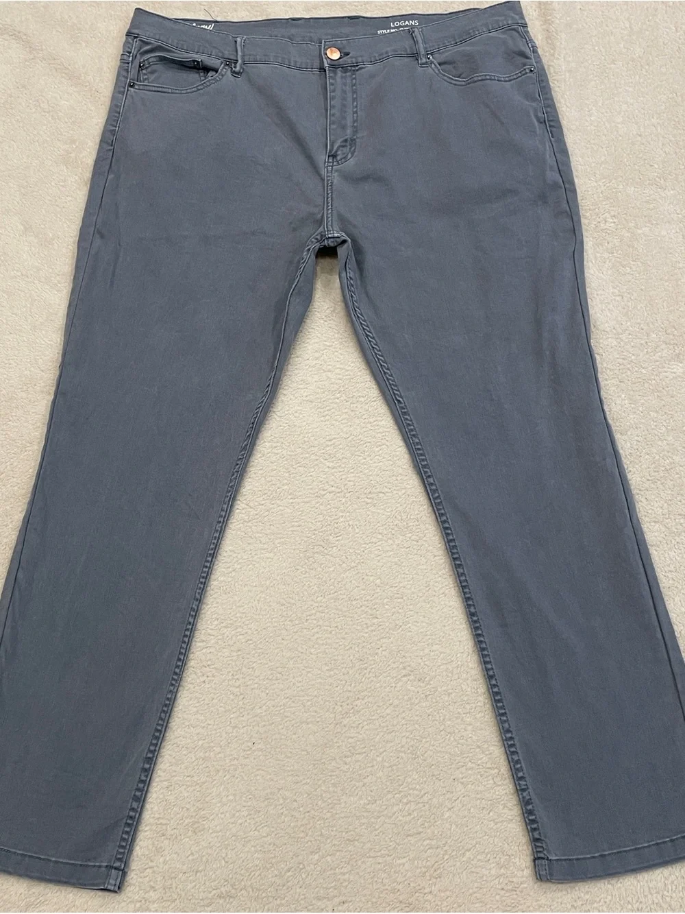 Mugsy Jeans Logans Mens 42x32 Gray Stretch Denim Slim Straight Pants FLX8NBG